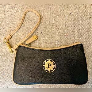 PARAZUL Black and Tan Leather Wristlet